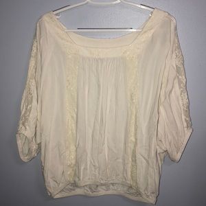 Wrapper Beige Lace Detailed Blouse, Size XL Women’s
